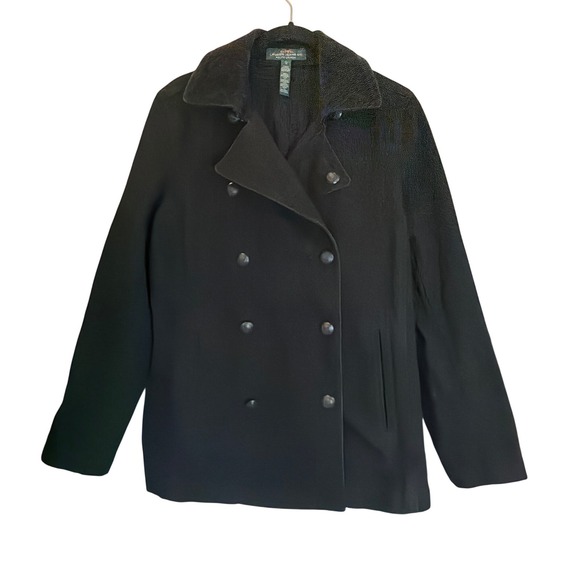 Lauren Jeans Co. Ralph Lauren Jackets & Blazers - Lauren Ralph Lauren Black Cotton Double Breasted Pea Coat Corduroy Collar 12